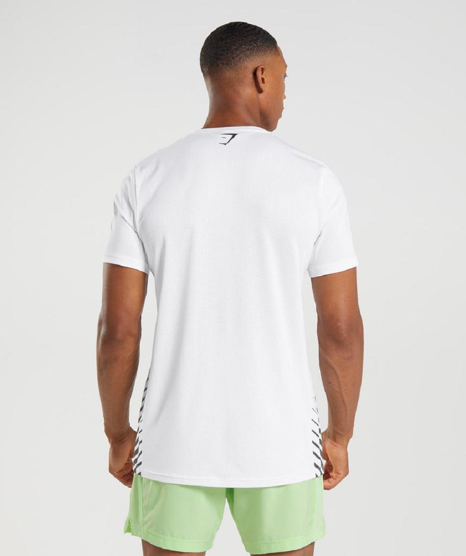 T Shirts Gymshark Deporte Stripe Hombre Blancas | CO 3446WNB